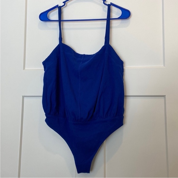 Free People blue thong tank bodysuit top- EUC - Picture 4 of 8